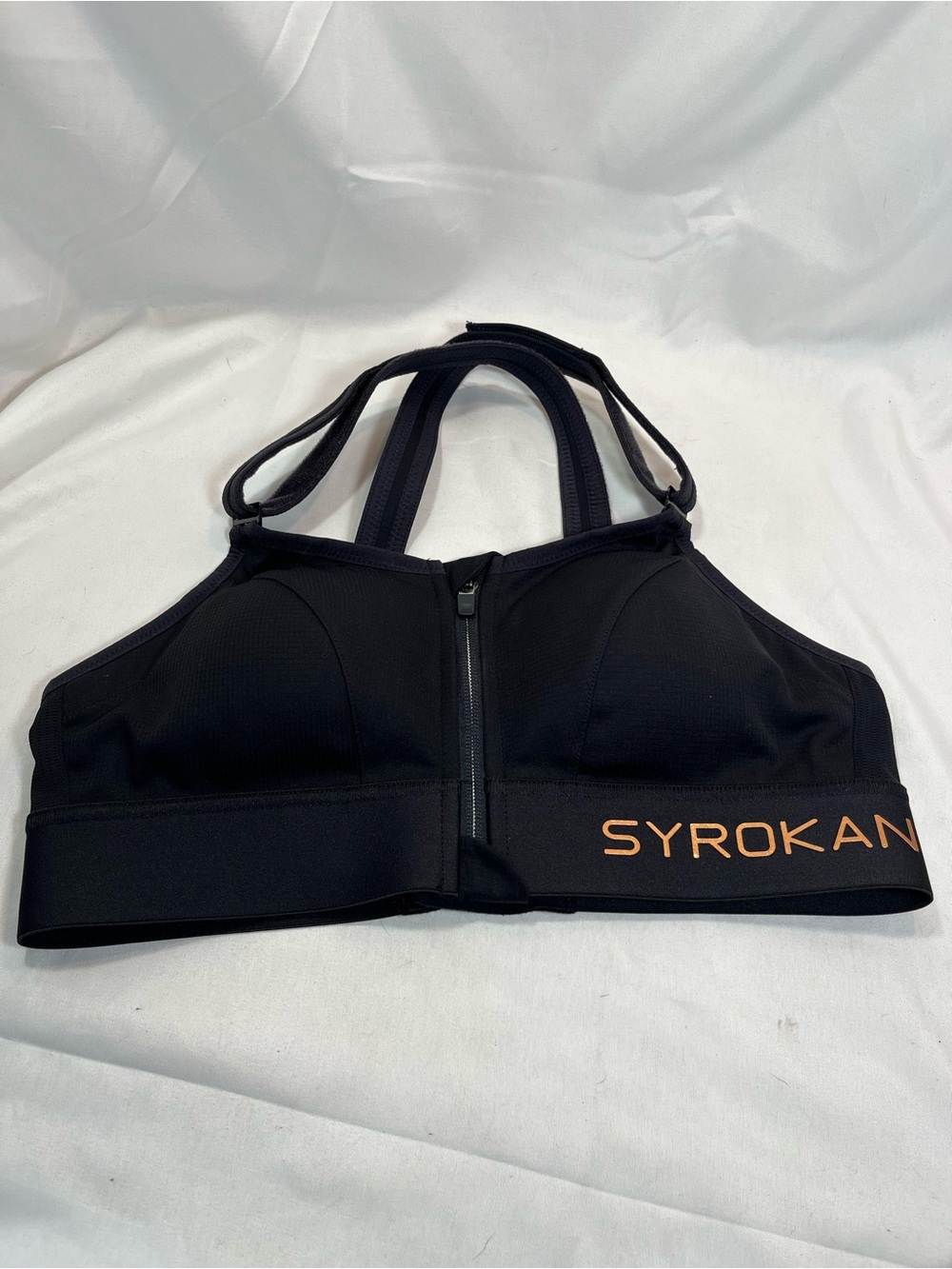 Syrokan Black Front-Zip High Support Sports Bra